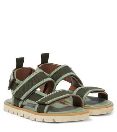 Pèpè Kids' Suede-trimmed Sandals In Gray