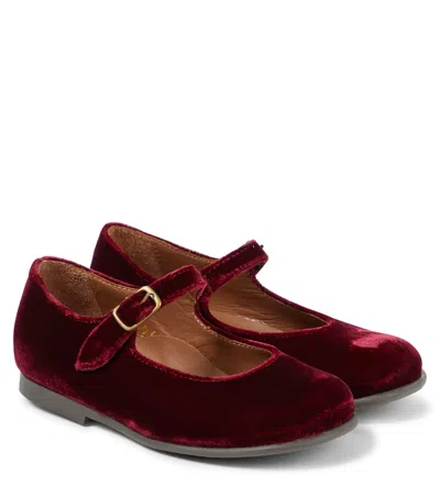 Pèpè Kids' Velvet Ballet Flats In Burgundy