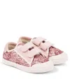 Pèpè Villas Sequined Leather-trimmed Sneakers In Pink