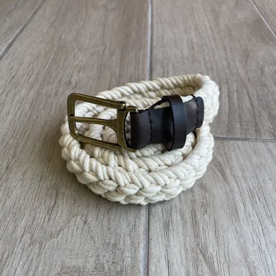 Pre-owned Ppfm 2000s Woven Braided Rope Belt In White