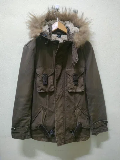 Pre-owned Ppfm Military Style Fur Jacket In Brown