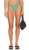 Pq Basic Ruched Teeny Bikini Bottom In Gingham Drift
