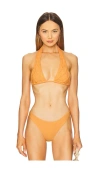 Pq Brynn Halter Bikini Top In Orange