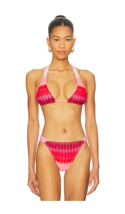 Pq Eleanor Halter Bikini Top In Red