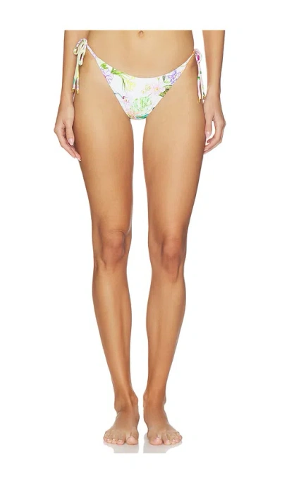 Pq Embroidered Tie Side Bikini Bottom In Multi