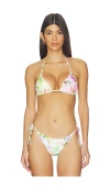 Pq Embroidered Triangle Bikini Top In Multi