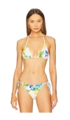 Pq Embroidered Triangle Bikini Top In Bluebell