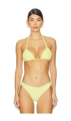 Pq Isla Triangle Bikini Top In Gold