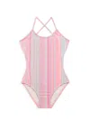 Pq Little Girl's & Girl's Ayah Striped Cut Out One-piece Swimsuit In Newport Stripe