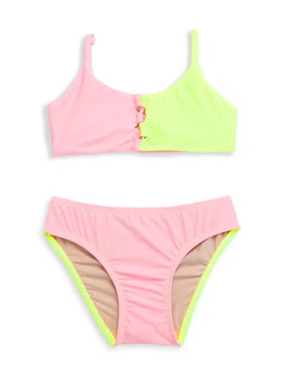 Pq Little Girl's & Girl's Cammy Loop Bikini Set In Pop Pink