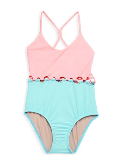Pq Little Girl's & Girl's Cammy Loop One-piece Swimsuit In Pop Pink
