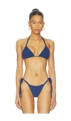 Pq Mila Triangle Bikini Top In Blue