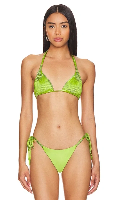 Pq Mila Triangle Bikini Top In Lime