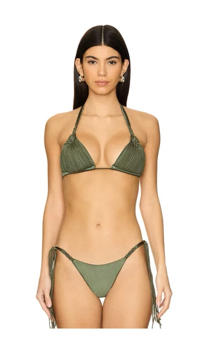 Pq Mila Triangle Bikini Top In Olive