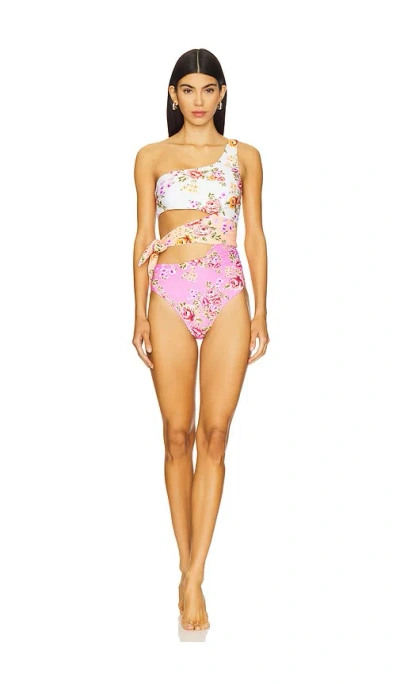 Pq One Shoulder Cutout One Piece In Multi