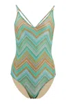 Pq Swim Alice Metallic Chevron One-piece Swimsuit In Multi