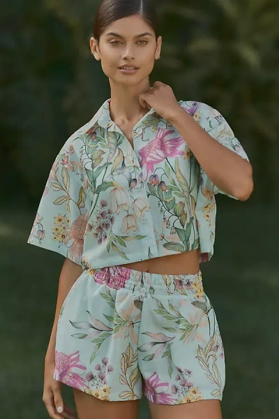 Pq Swim Amira Relaxed Floral Printed Pull-on Shorts In Blue