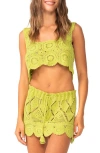 Pq Swim Aria Cotton Crop Cover-up Top In Zest