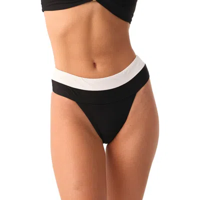 Pq Swim Banded High Waist Bikini Bottoms In Black