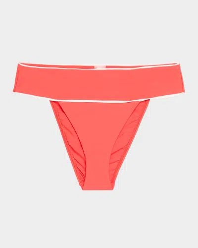 Pq Swim Banded High-waist Bikini Bottoms In Red