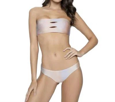 Pq Swim Basic Ruched Teeny Bikini Bottom In Golden Hour In Neutral
