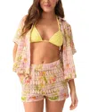 Pq Swim Blake Button Front Swim Cover-up Shirt In Pink