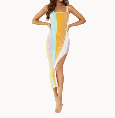 Pq Swim Botanica Piper Slit Dress In Pastel Stripe In Multi