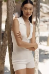 Pq Swim Brooks Collared V-neck Romper In White