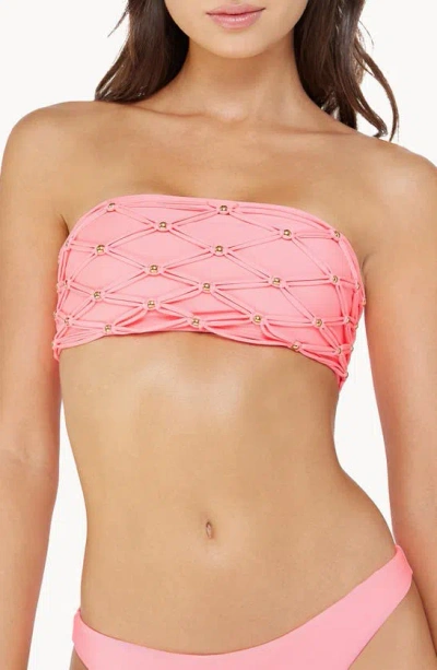 Pq Swim Brynn Beaded Bandeau Bikini Top In Pink