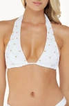 Pq Swim Beaded Brynn Halter Bikini Top In White