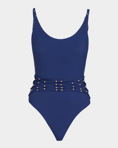 Pq Swim Brynn Beaded One-piece Swimsuit In Blue