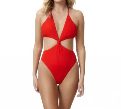 Pq Swim Calypso Knot Cutout One Piece In Red