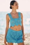 Pq Swim Camila Crochet Mini Skirt In Blue