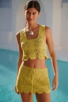 Pq Swim Aria Cotton Crop Cover-up Top In Green