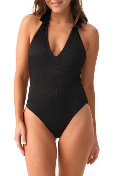 Pq Swim Camryn Halter Neck One-piece Swimsuit In Black