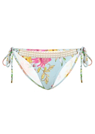Pq Swim Carrie Crochet Trim Tie Side Bottom Full Floret In Blue