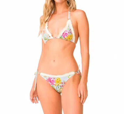 Pq Swim Carrie Crochet Trim Tie Side Full Bottom In Floret In Black