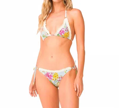 Pq Swim Carrie Crotchet Trim Tie Side Full Bottom Bikini In Floret In Multi