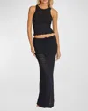 Pq Swim Open Stitch Cover-up Maxi Skirt In Black