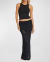 Pq Swim Open Stitch Cover-up Maxi Skirt In Black