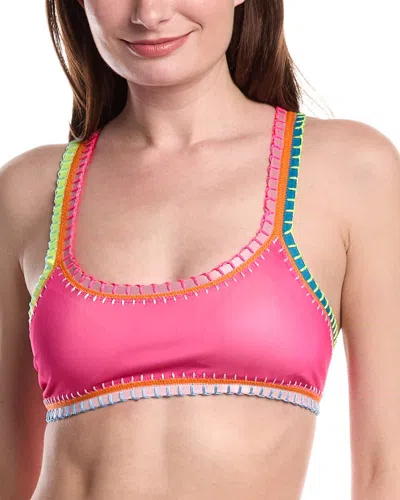 Pq Swim Crochet Trim Sporty Top In Pink