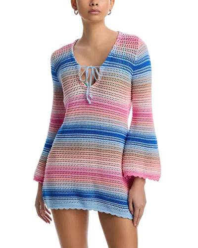 Pq Swim Crocheted Tunic Dress In Blue