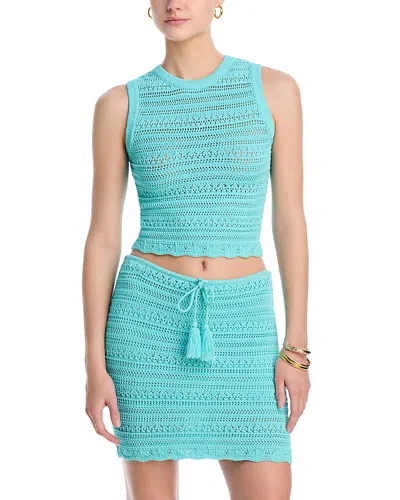 Pq Swim Cropped Crocheted Cover-up Top In Aqua