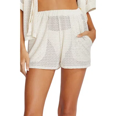 Pq Swim Drew Metallic Sheer Cover-up Shorts In Biscotti
