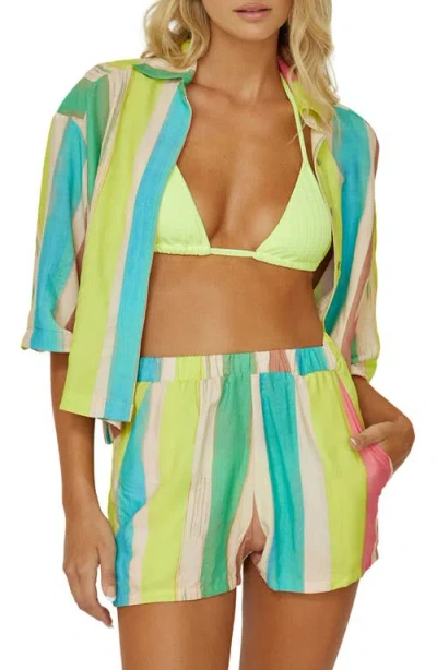 PQ SWIM PQ SWIM DREW STRIPE COVER-UP SHORTS