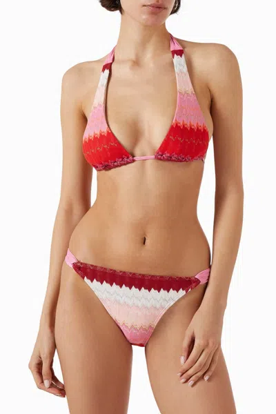 Pq Swim Eleanor Halter Bikini Top & High Waist Bikini Bottom Set In Pink In Multi