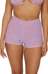 Pq Swim Ella Stripe Terry Cover-up Shorts In Sherbert