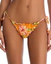 Pq Swim Embroidered Lettuce Edge Bikini Bottom In Clementine