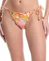 Pq Swim Embroidered Lettuce Edge Bikini Bottom In Pink