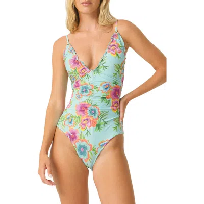 Pq Swim Embroidered Lettuce Edge One-piece Swimsuit In Green
